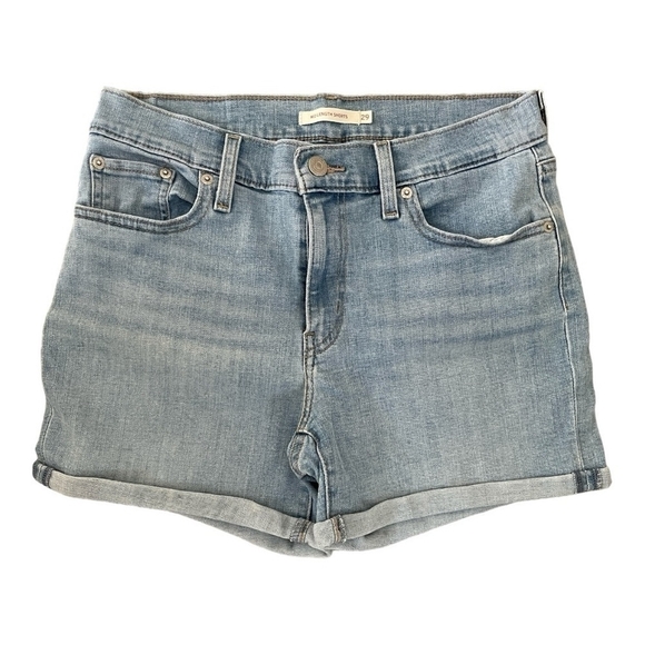 Women’s Shorts Light Wash Cotton Shorts Levi Strauss Mid Length Shorts - Picture 6 of 7